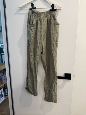 Casual Olive Green Linen pants